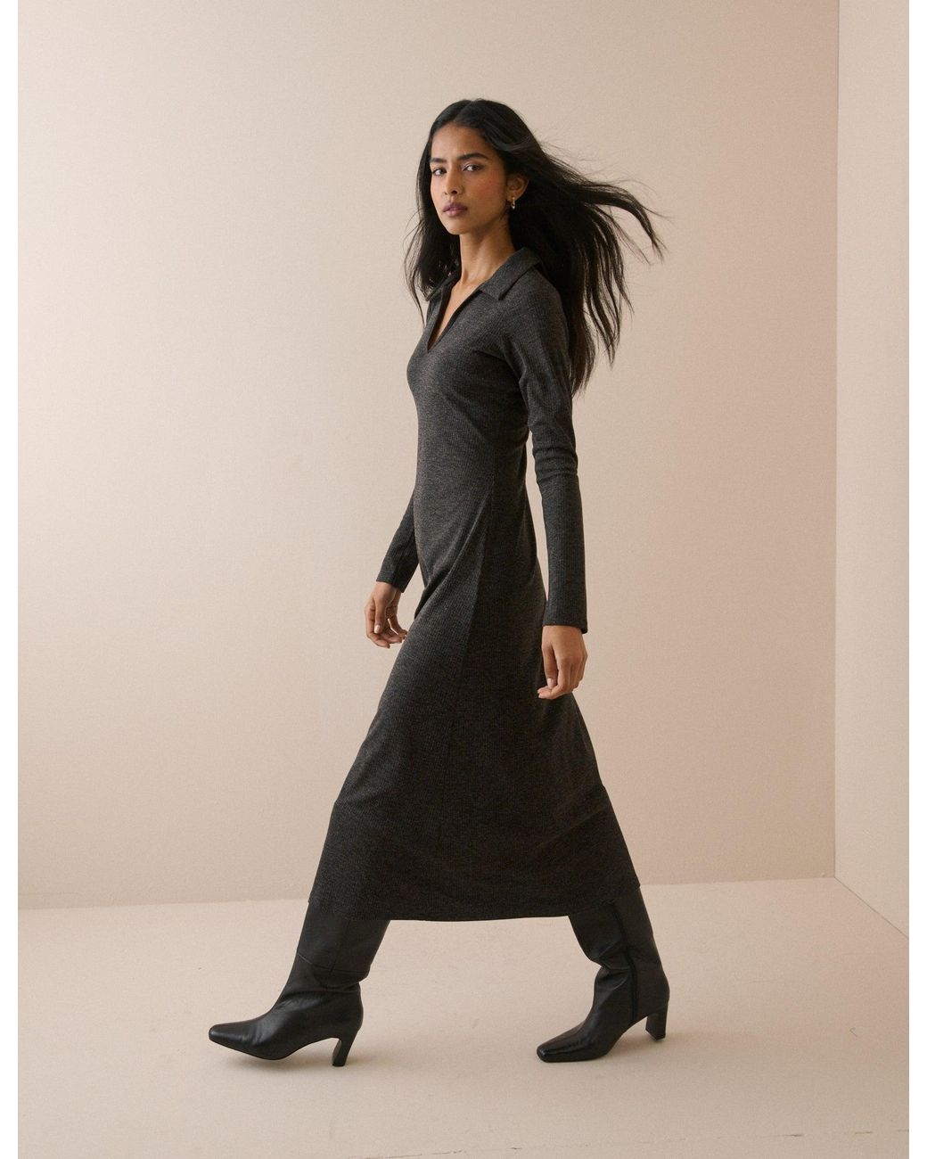 Nobody's Child Natural Ribbed Jersey Everett Midi Dress
