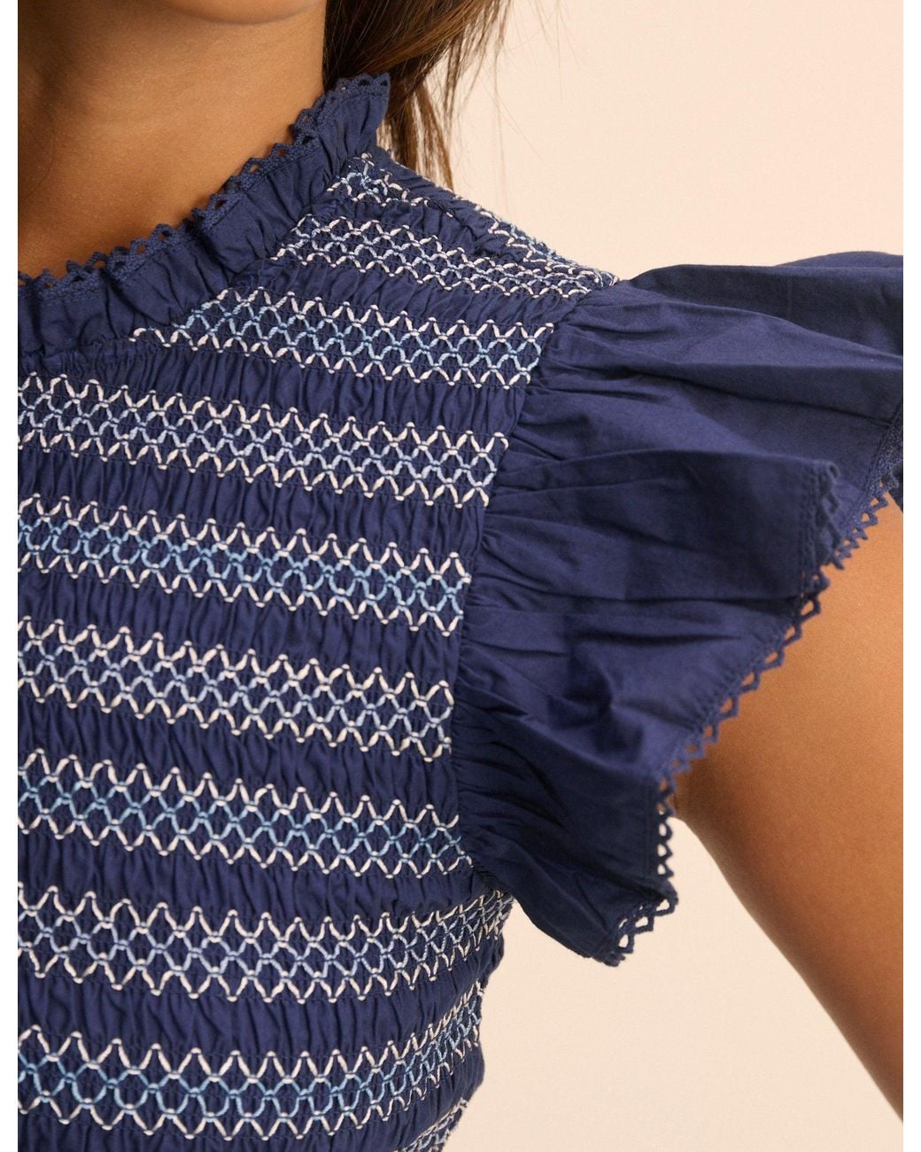 Nobody's Child Blue Shirred Peplum Top