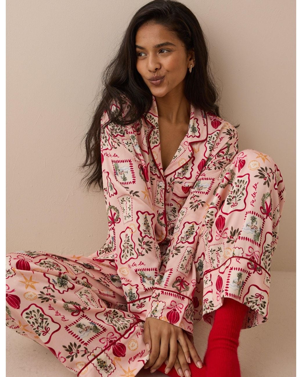 Nobody's Child Pink Festive Pyjama Set