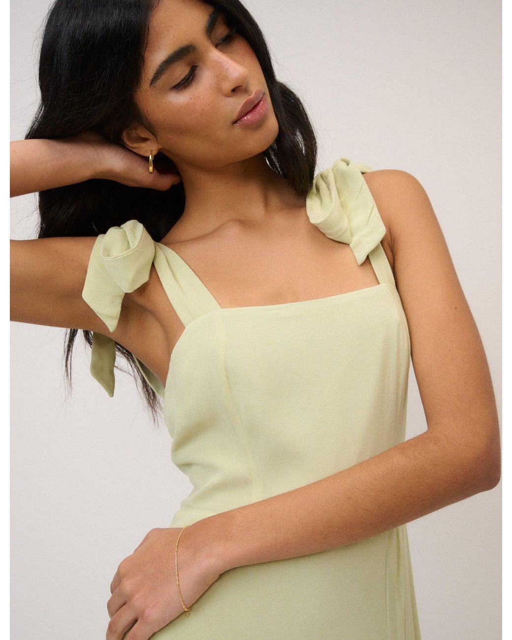 Nobody's Child Natural Chiffon Square Neck Tamar Midi Dress