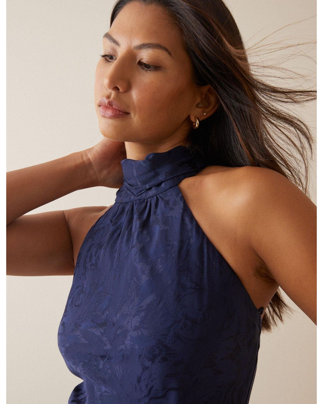 Nobody's Child Blue Floral Satin Fifi Maxi Dress