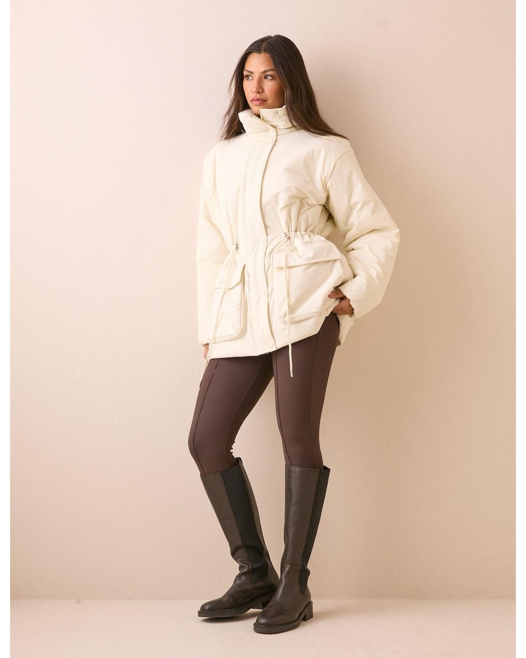 Nobody's Child Natural Funnel Neck Puffer Jacket