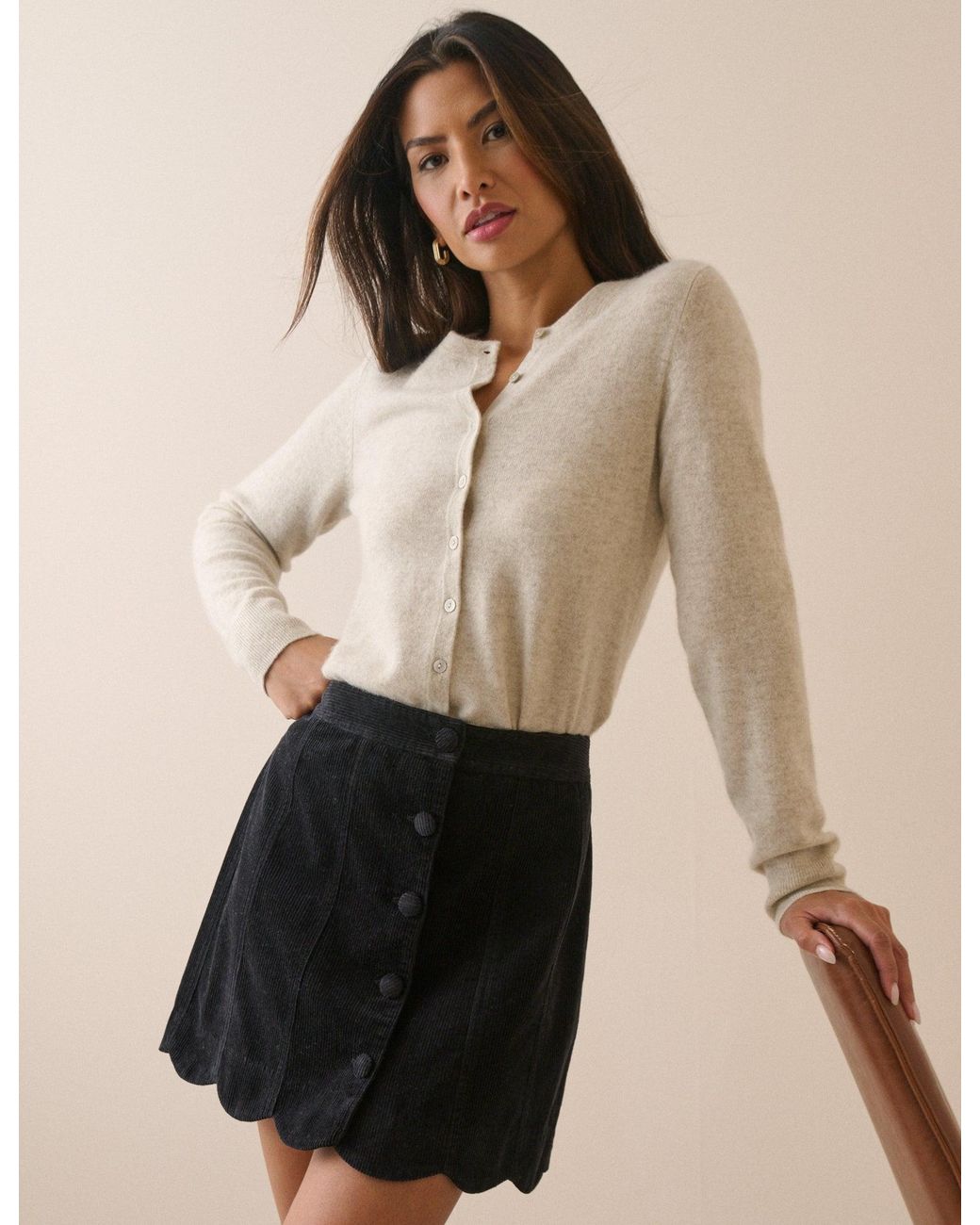 Nobody's Child Green Cord Scallop Trim Mini Skirt