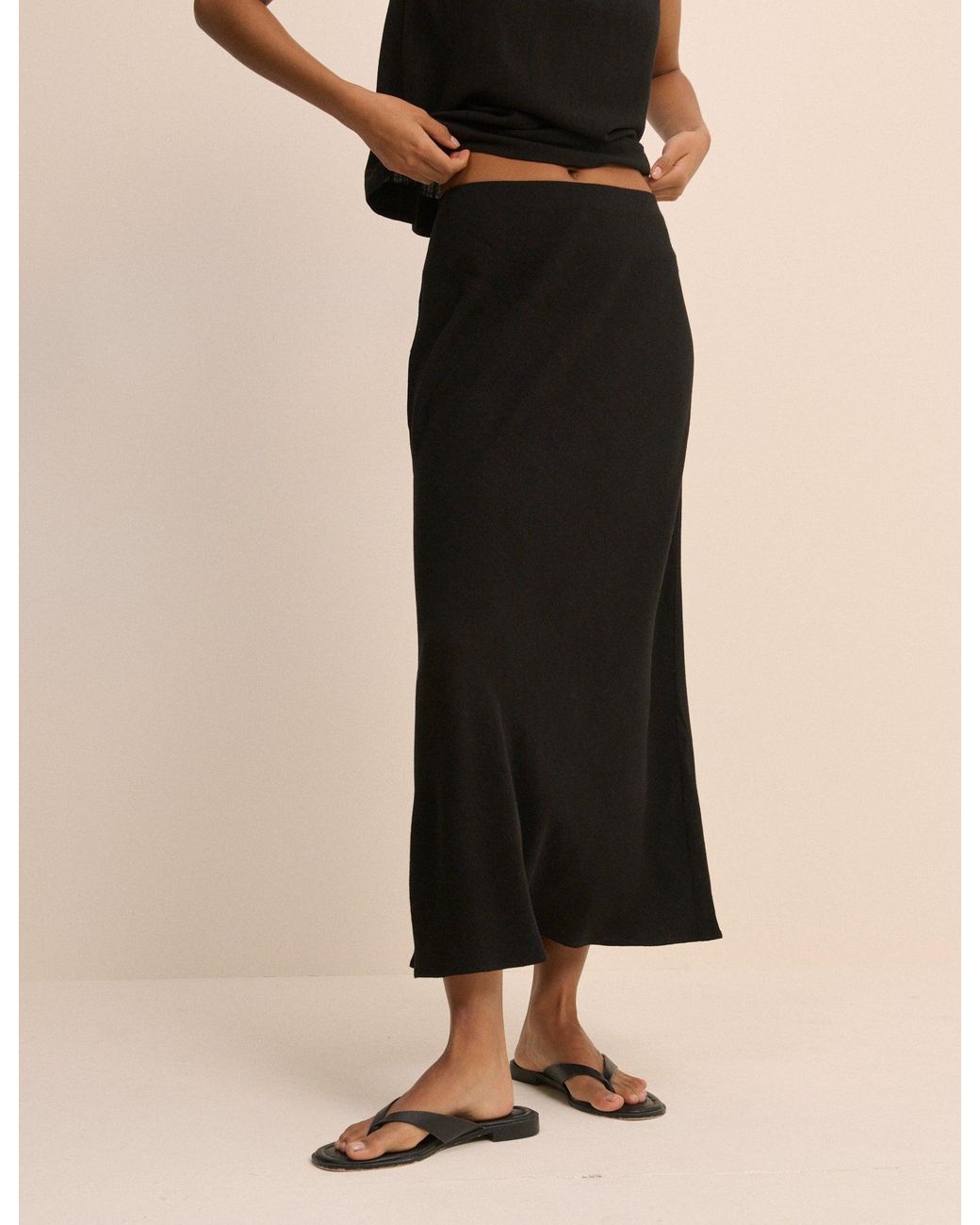 Nobody's Child Black Mila Midi Slip Skirt