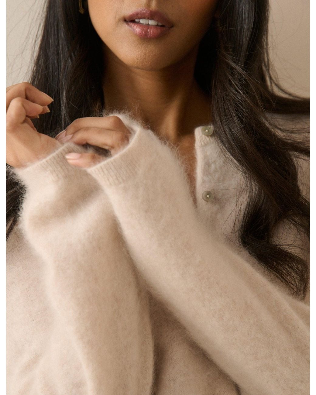 Nobody's Child Natural Cashmere Brushed Cardigan