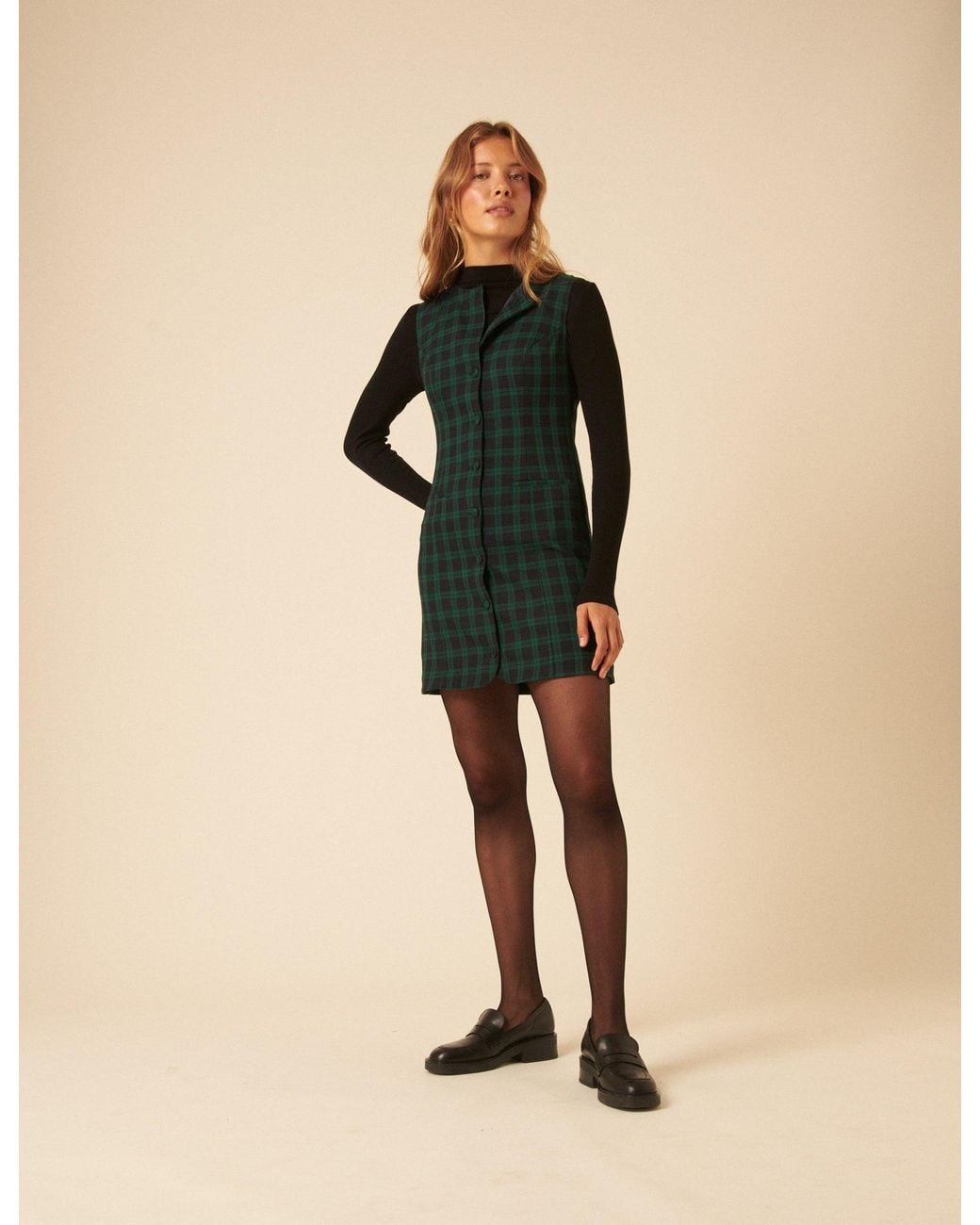 Nobody's Child Black Check Ellie Pinafore Mini Dress