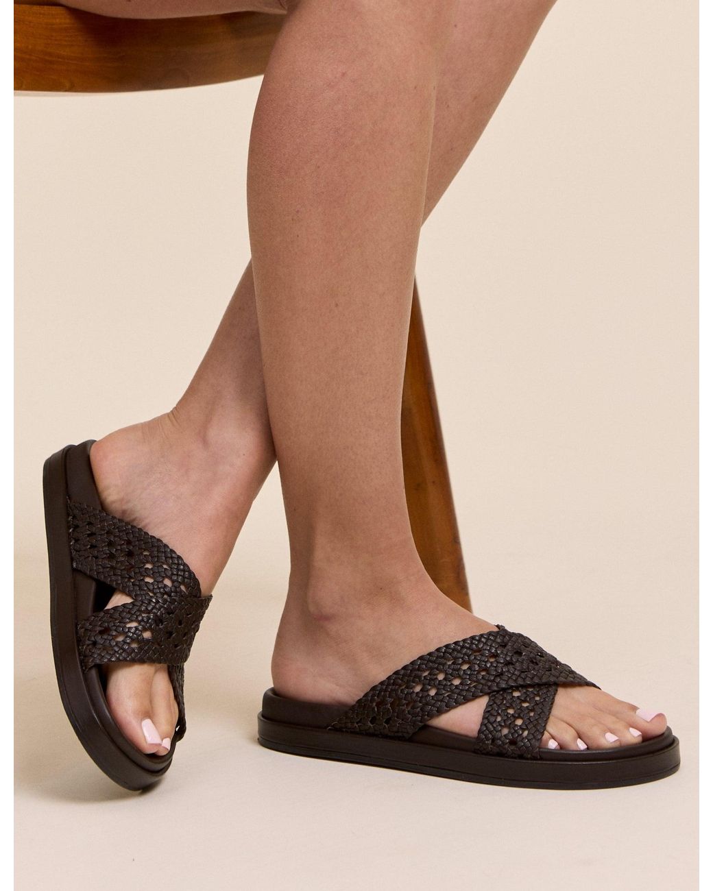Nobody's Child Black Woven Leather Sandals