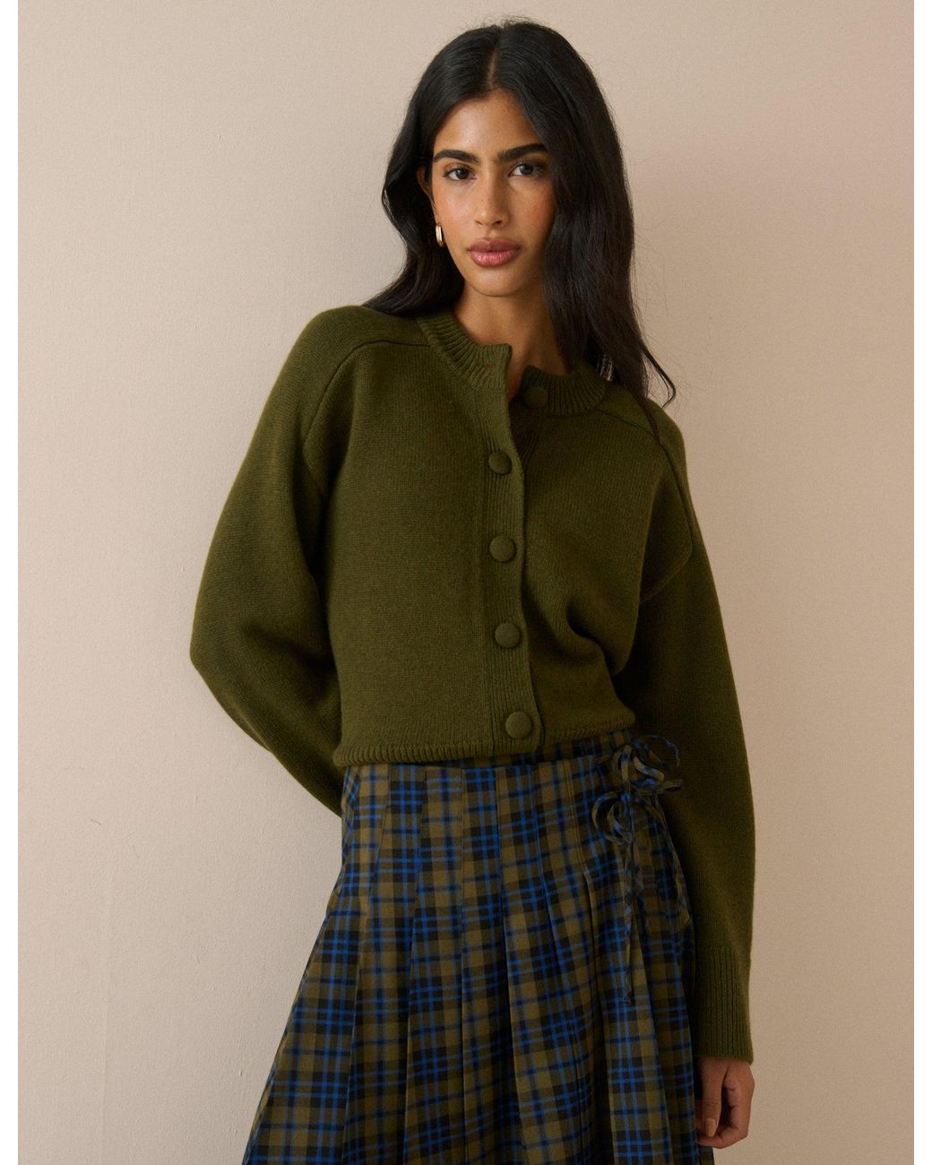 Nobody's Child Green Wool Saddle Lily Cardigan