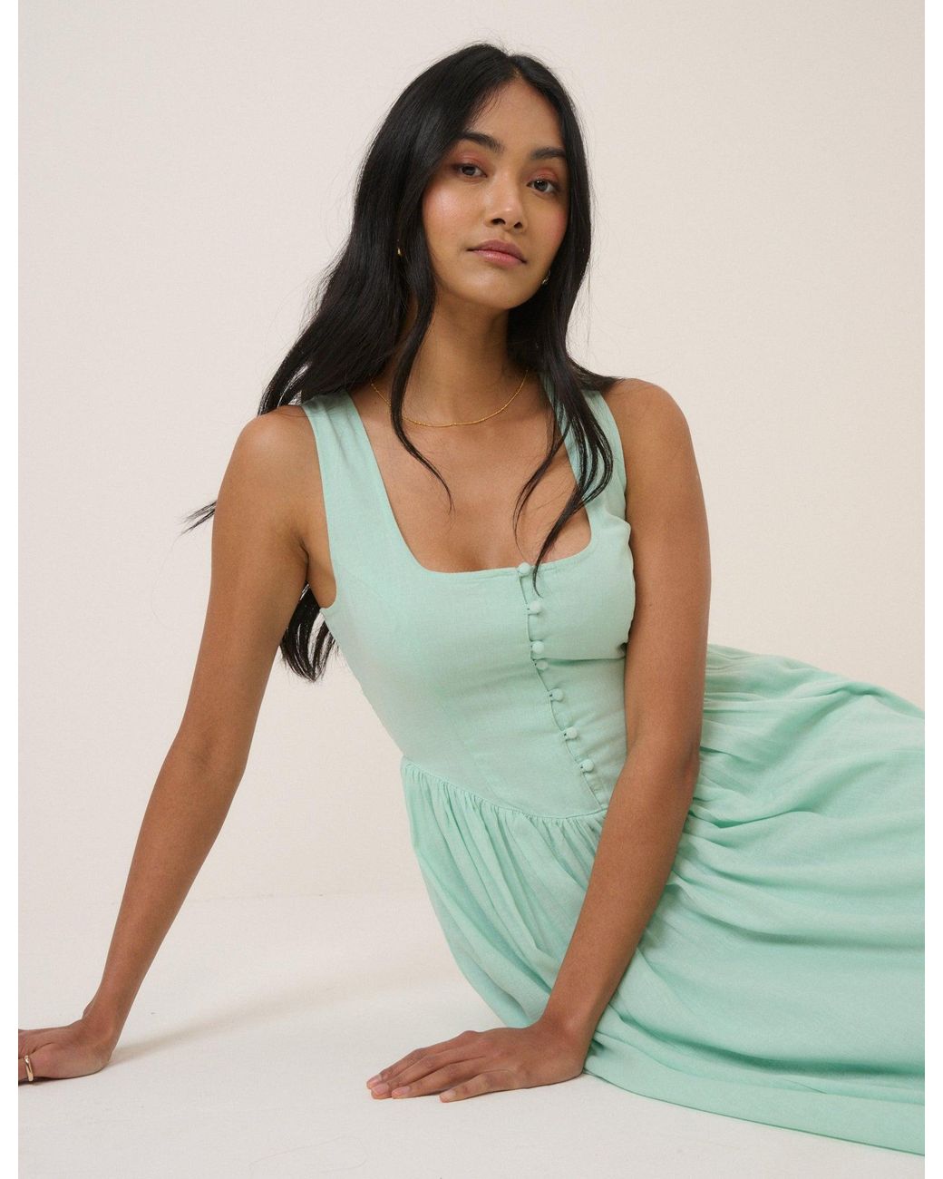 Nobody's Child Green Mint Drop Waist Cora Midi Dress