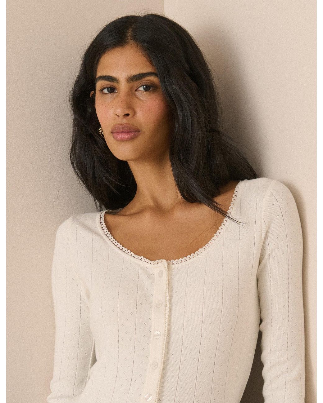 Nobody's Child Blue Scoop Neck Pointelle Cardigan