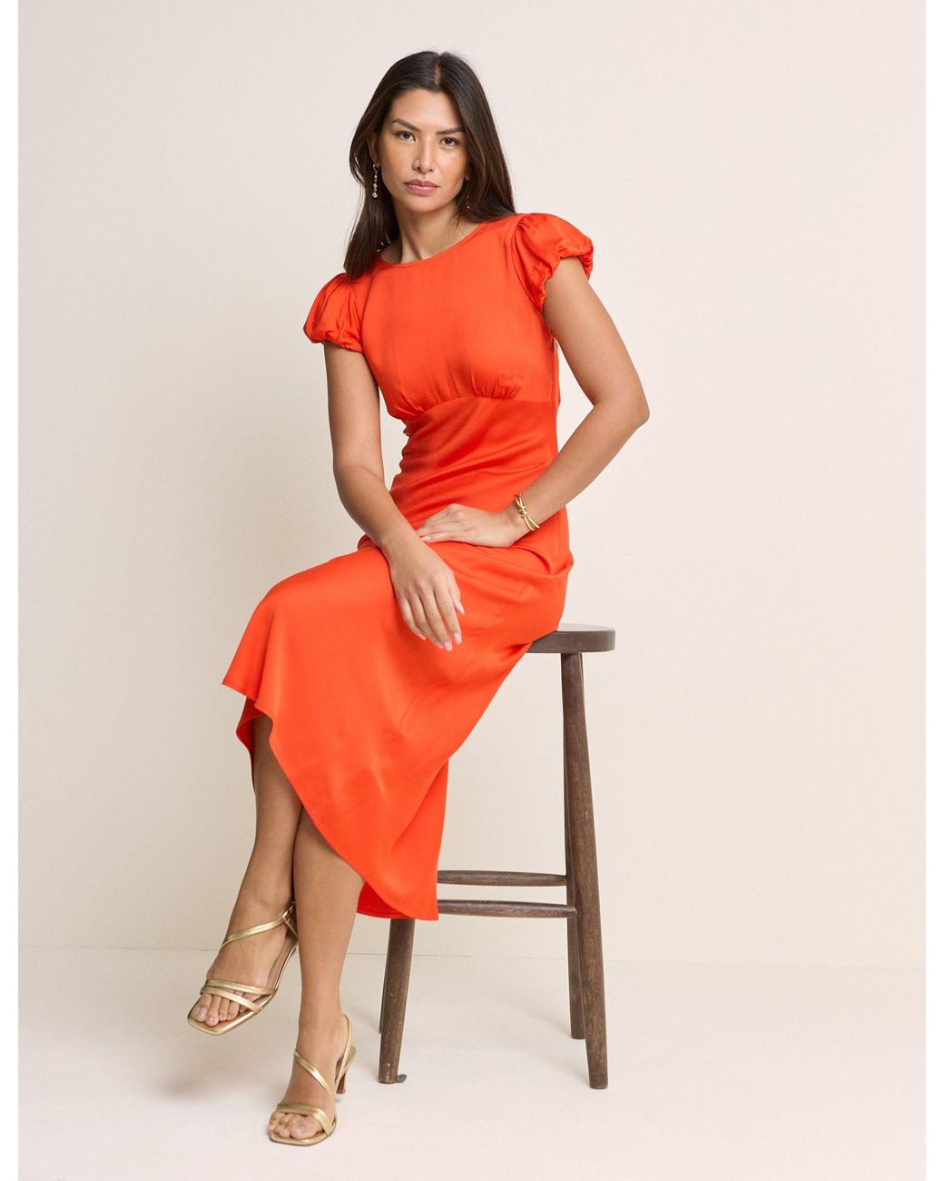 Nobody's Child Red Short Sleeve Willow Midi Dress