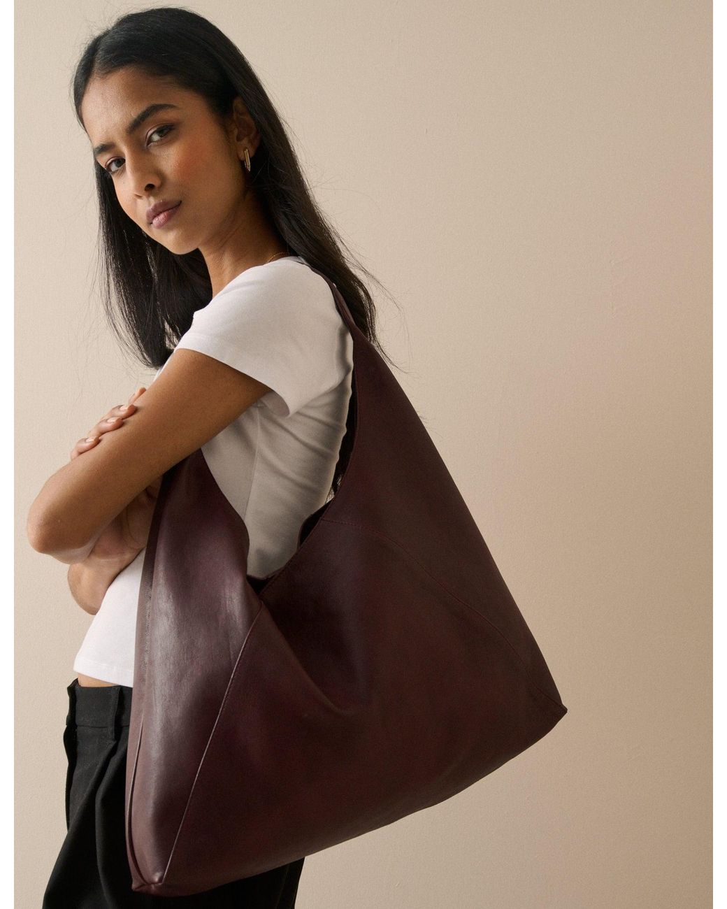 Nobody's Child Brown Leather Slouch Bag