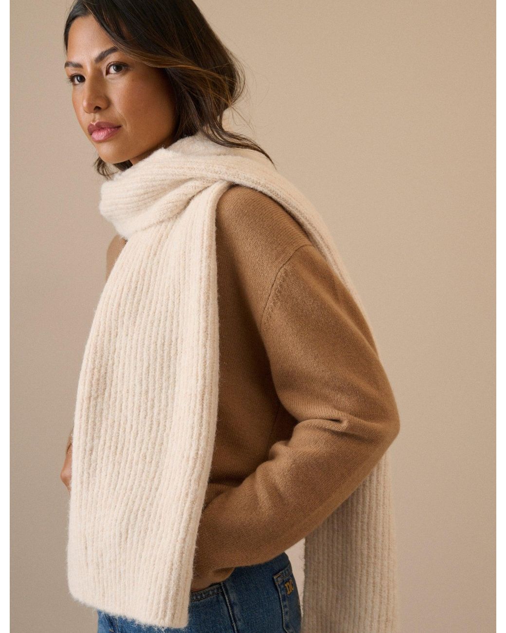 Nobody's Child Natural Ribbed Scarf