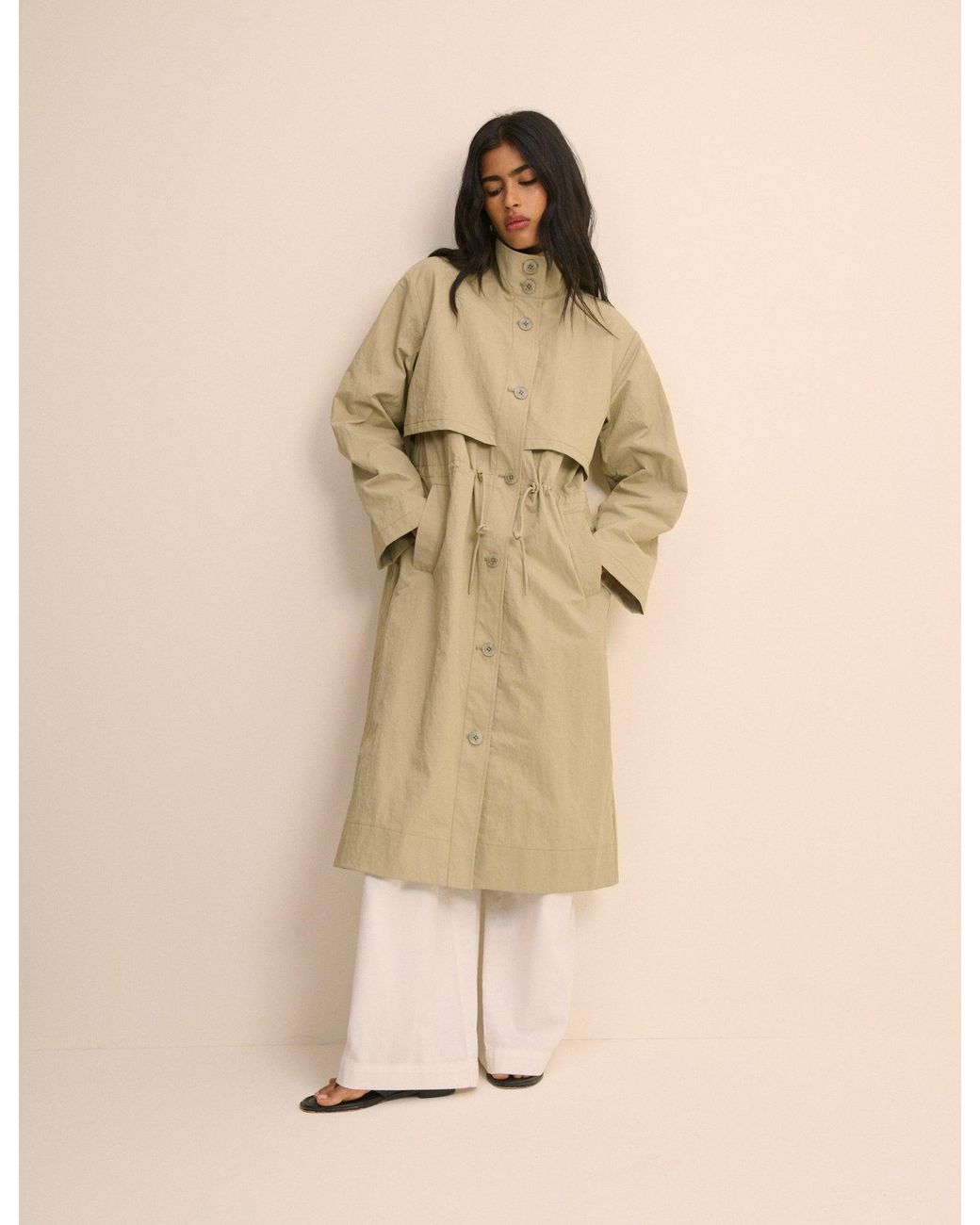 Nobody's Child Natural Sage Longline Funnel Neck Parka Jacket