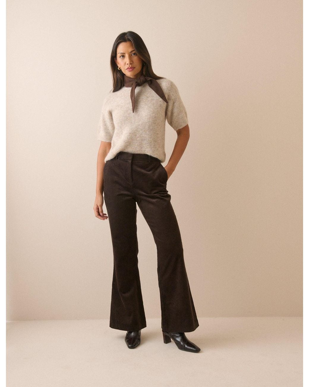 Nobody's Child Natural Dark Cord Flared Trousers