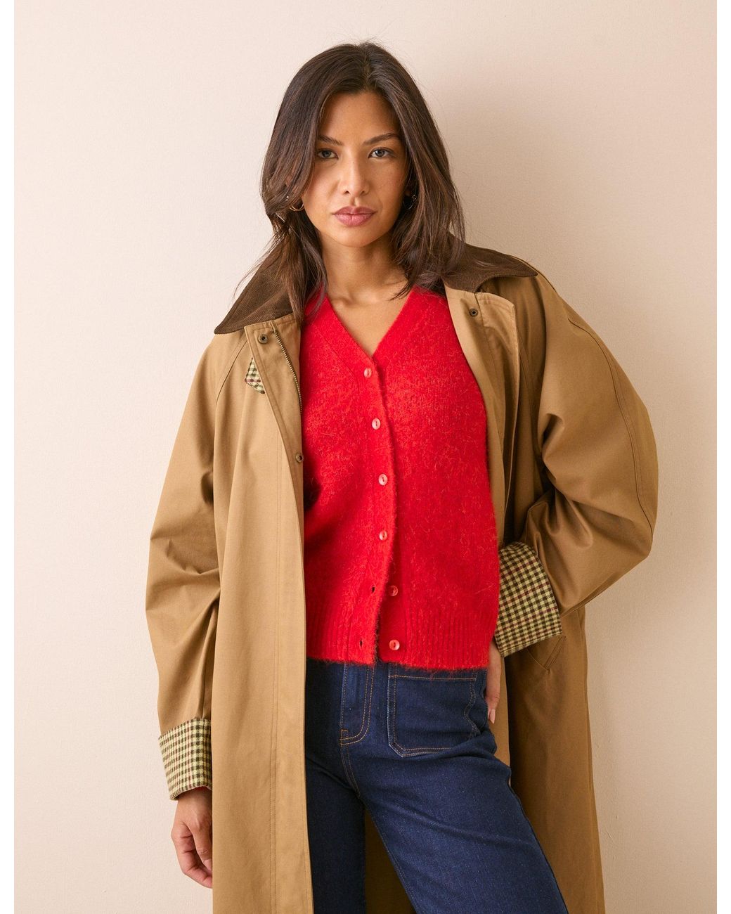 Nobody's Child Red Shoulder Pad Knitted Cardigan