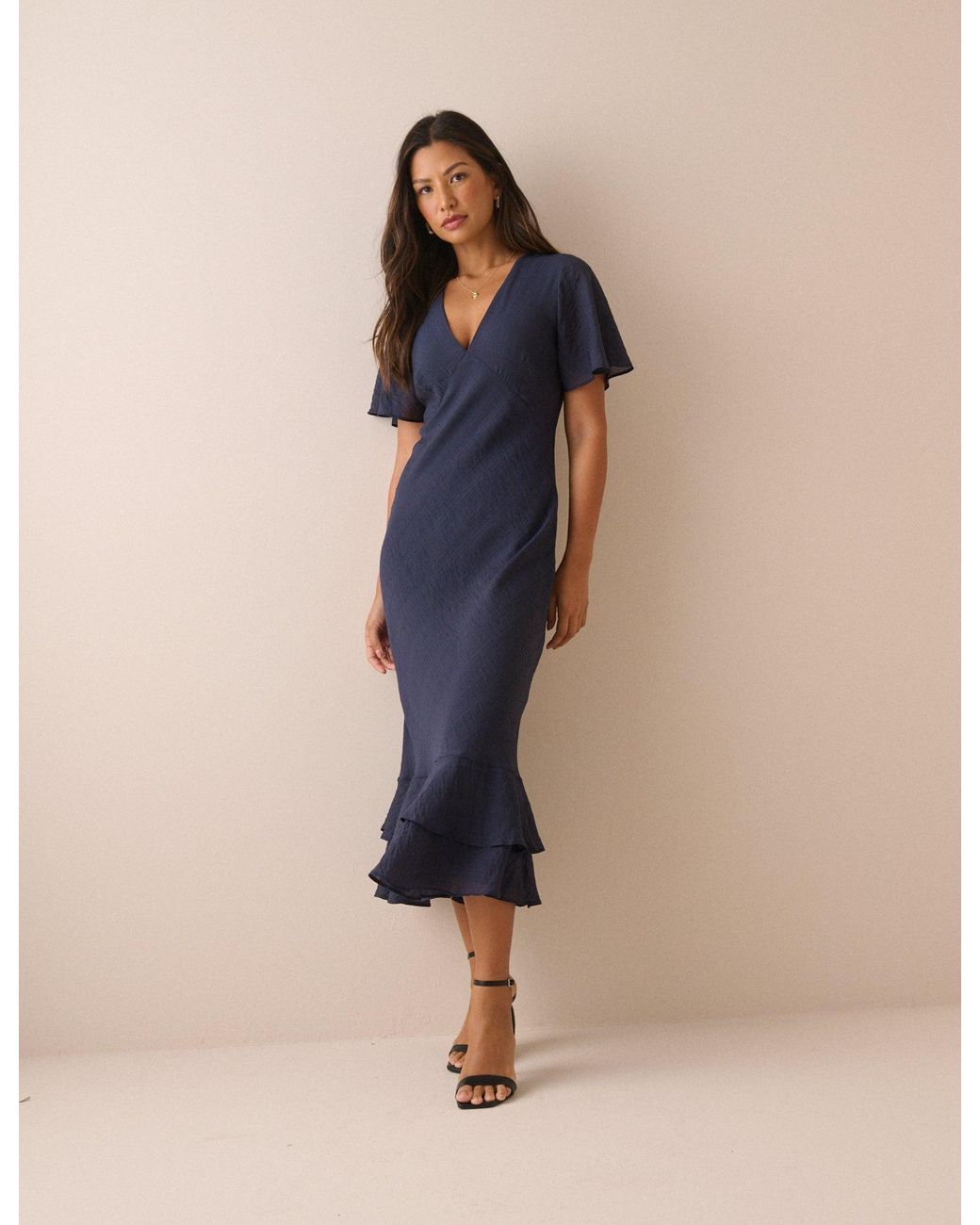 Nobody's Child Blue Ruffle Hem Hope Midi Dress