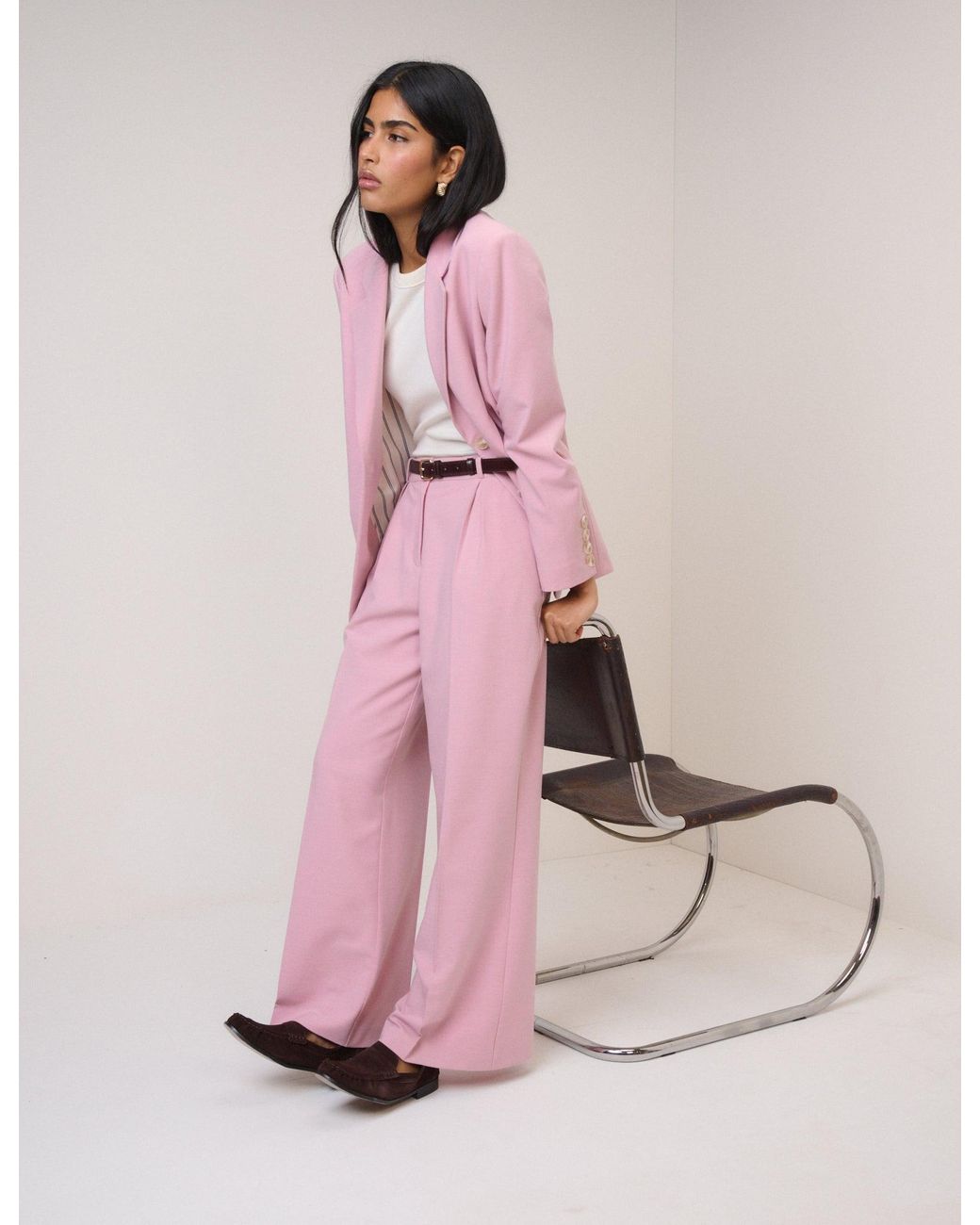 Nobody's Child Brown High Waisted Wide Leg Trousers
