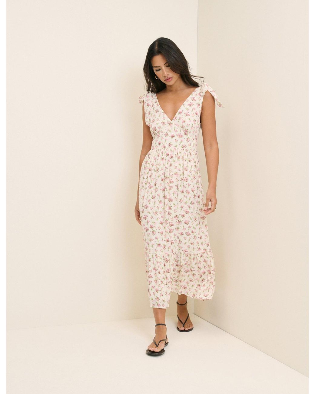Nobody's Child Natural Floral Coen Midi Dress