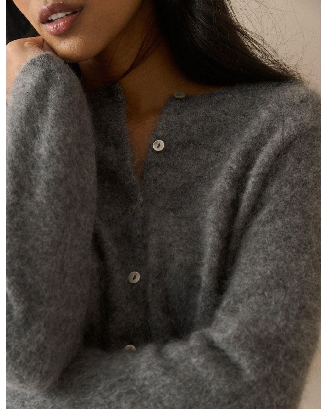 Nobody's Child Gray Marl Cashmere Brushed Cardigan