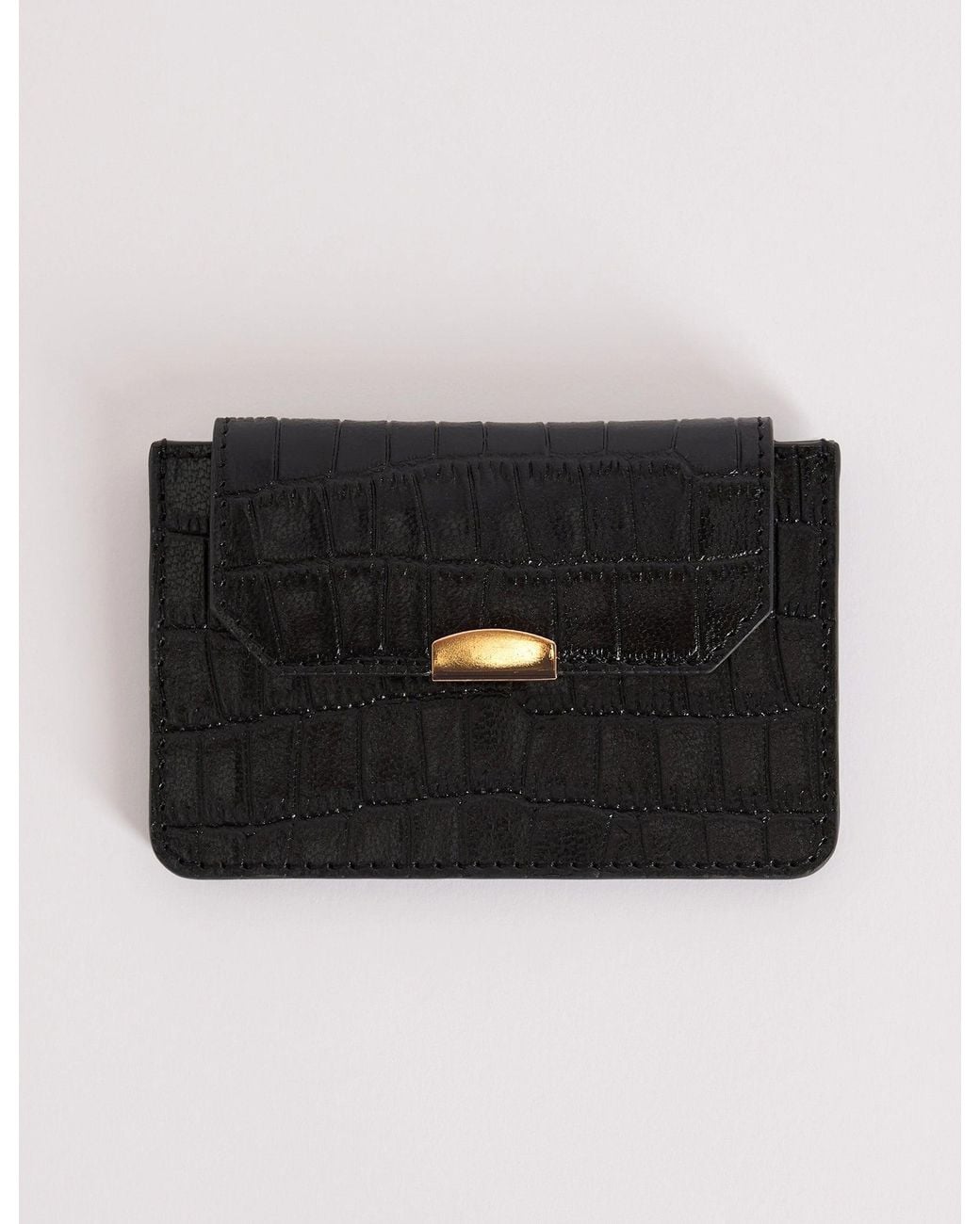 Nobody's Child Black Croc-Embossed Leather Card Holder