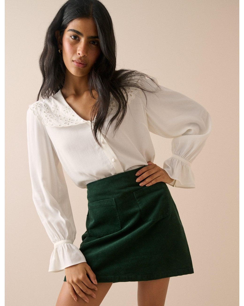 Nobody's Child Green Forest Cord Patch Pocket Mini Skirt