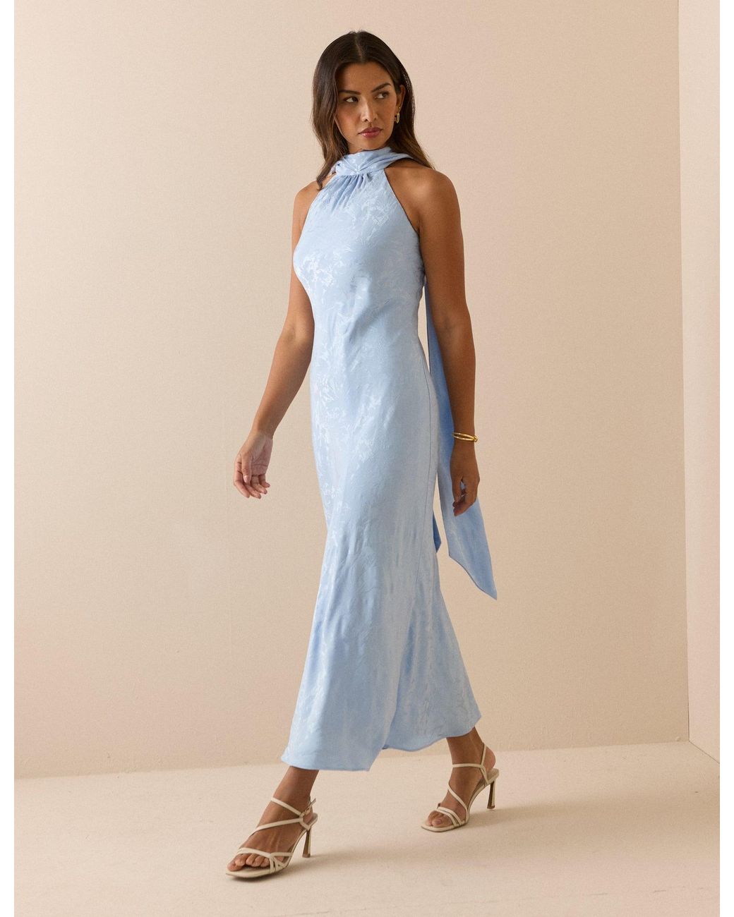 Nobody's Child Blue Baby Floral Satin Fifi Maxi Dress