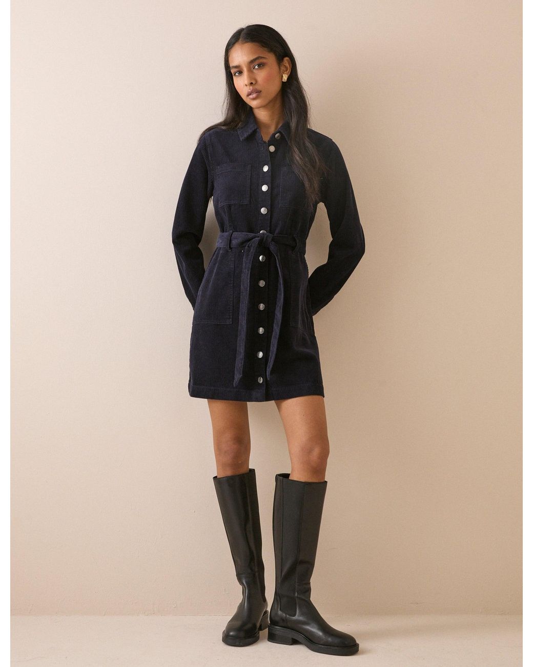 Nobody's Child Natural Cord Finchley Mini Shirt Dress