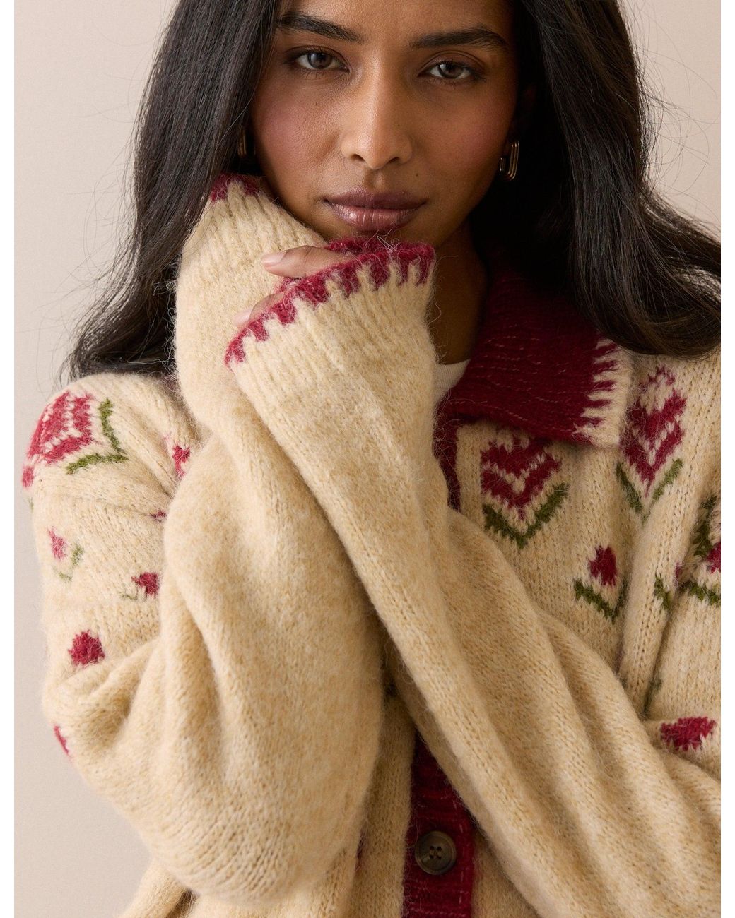 Nobody's Child Blue And Floral Knitted Jacket