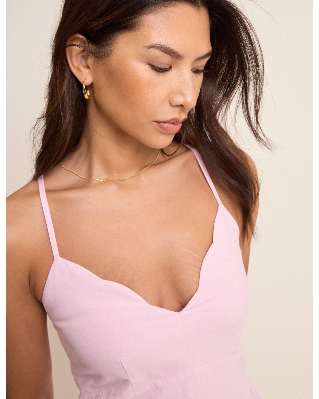 Nobody's Child Pink Scallop Trim Jenna Midi Dress
