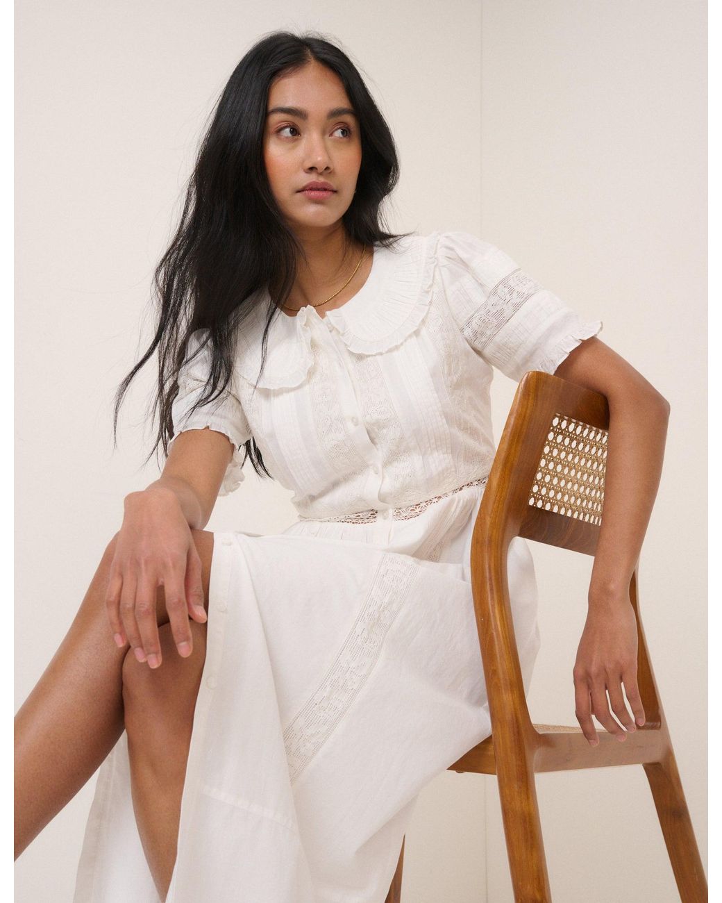 Nobody's Child Natural Collared Orla Midi Dress