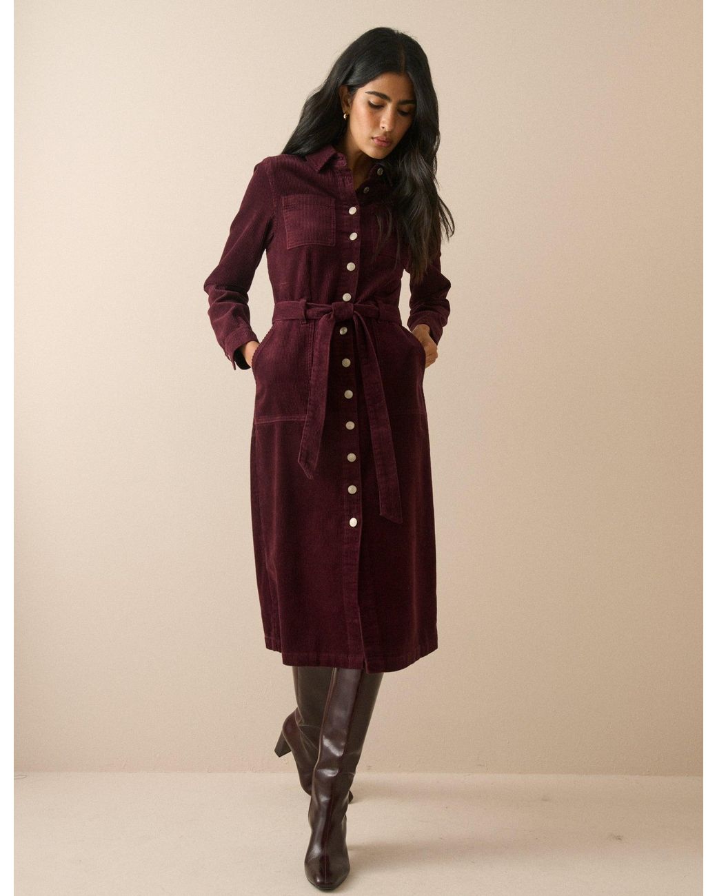Nobody's Child Brown Cord Finchley Shirt Dress