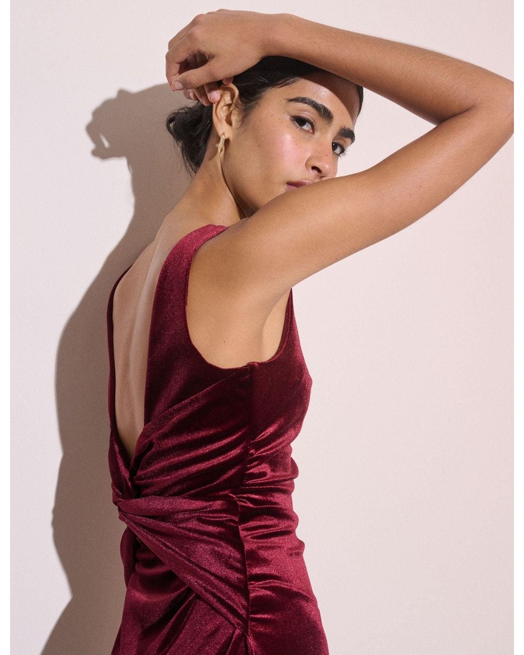 Nobody's Child Red Velvet Margot Midi Dress