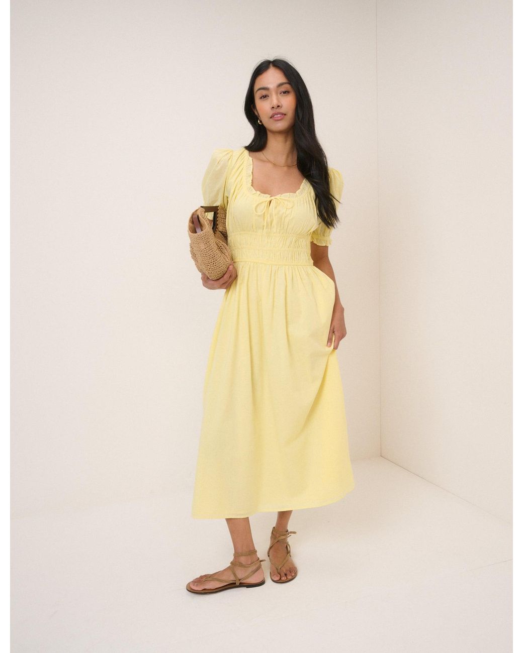 Nobody's Child Natural Butter Tula Midi Dress