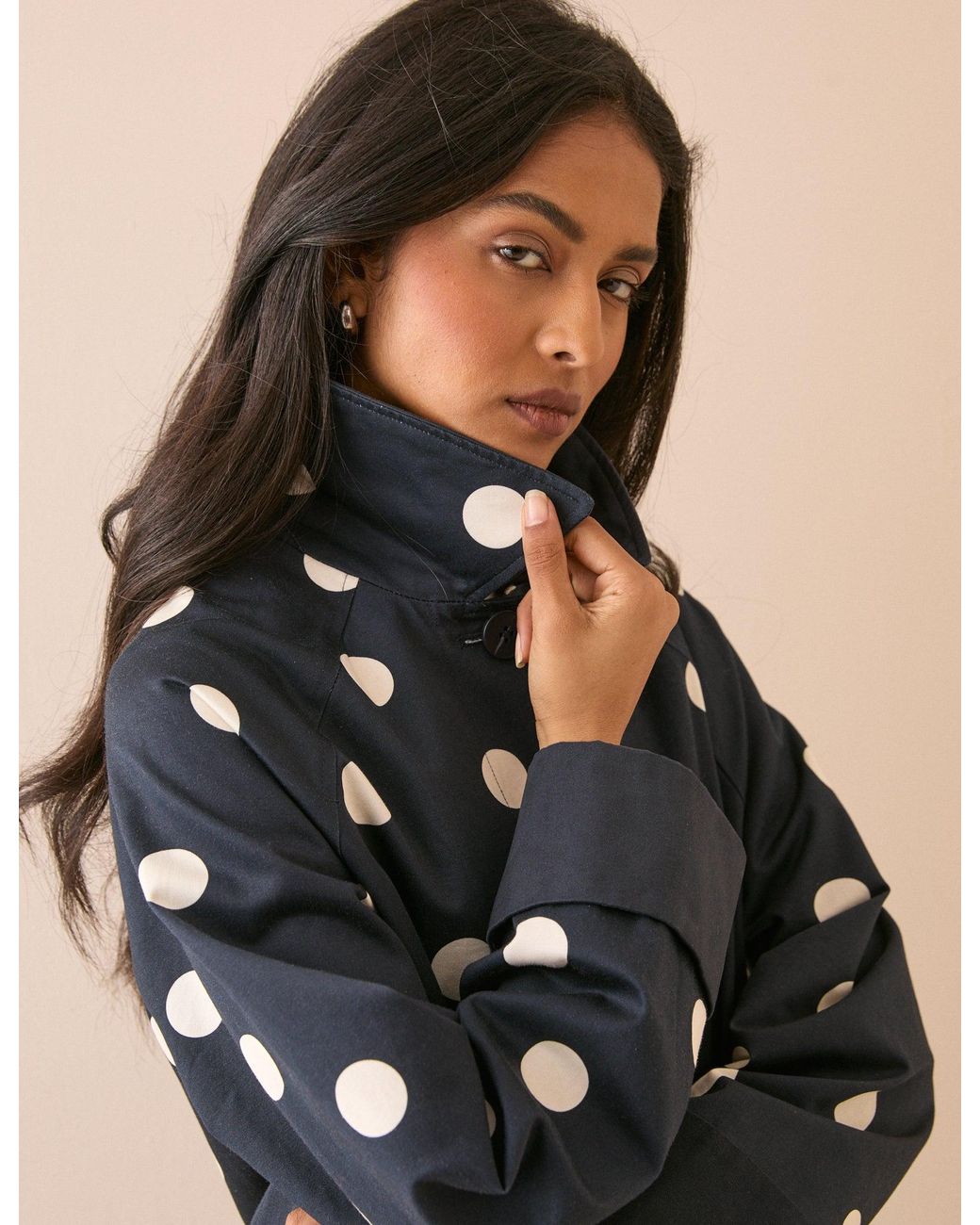 Nobody's Child Black Polka Dot Relaxed Trench Coat