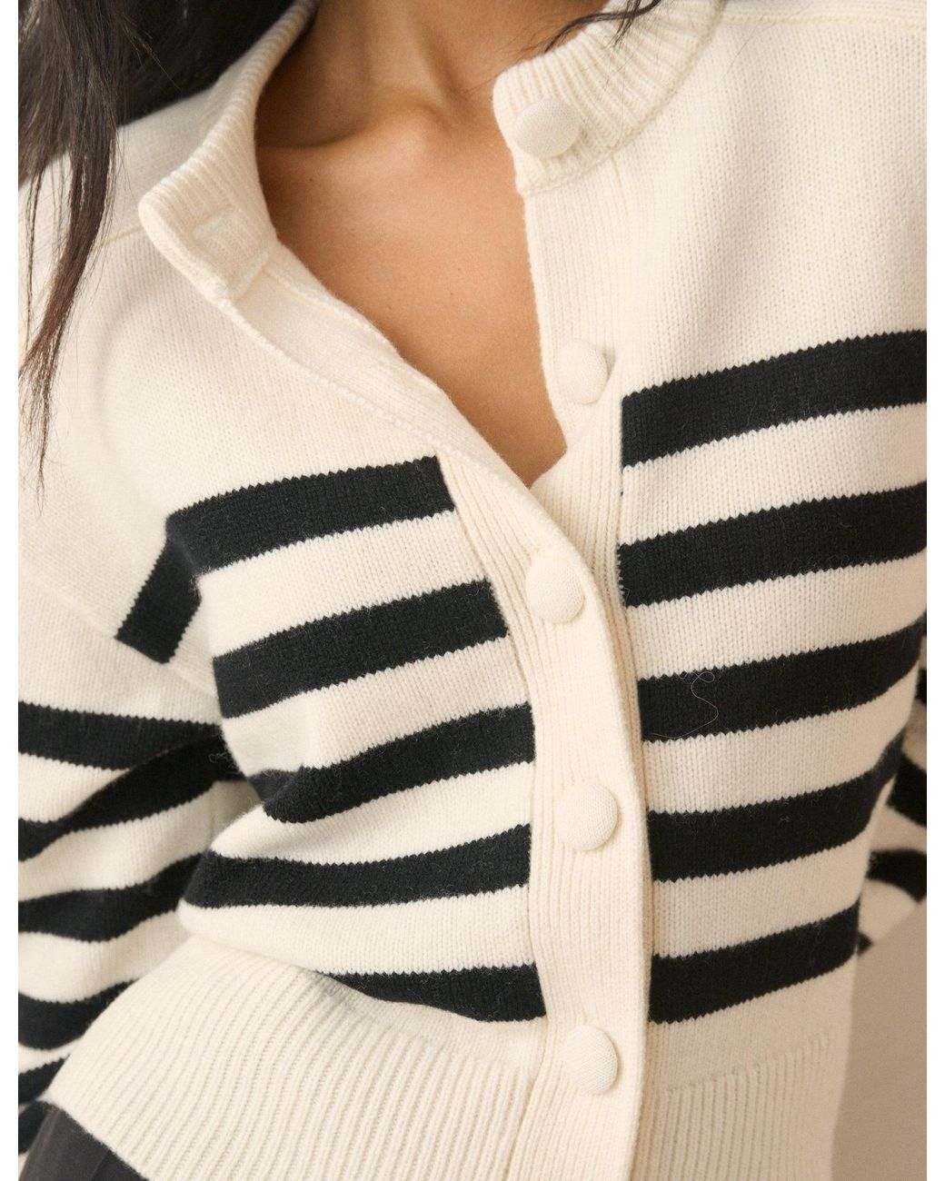 Nobody's Child Black And Striped Wool Saddle Lily Cardigan