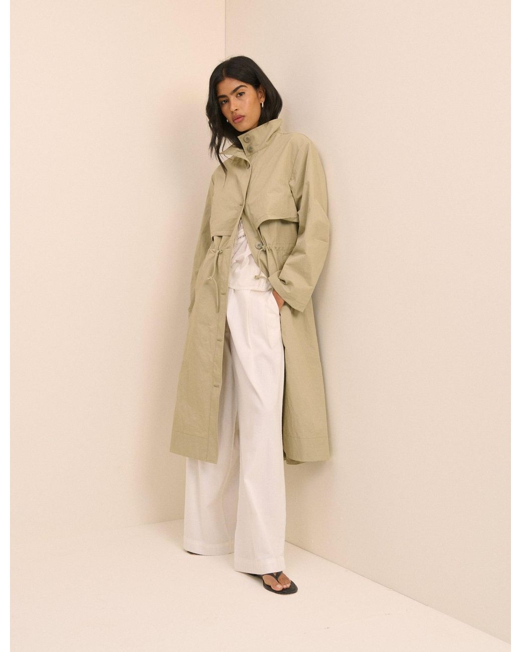 Nobody's Child Natural Sage Longline Funnel Neck Parka Jacket
