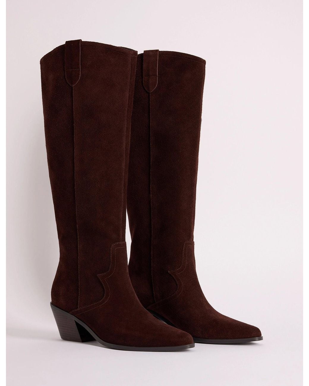Nobody's Child Natural Suede Knee High Western Boots