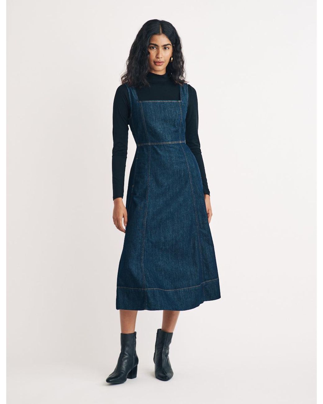 Nobody's Child Denim Austin Midi Pinafore Dress in Blue | Lyst UK