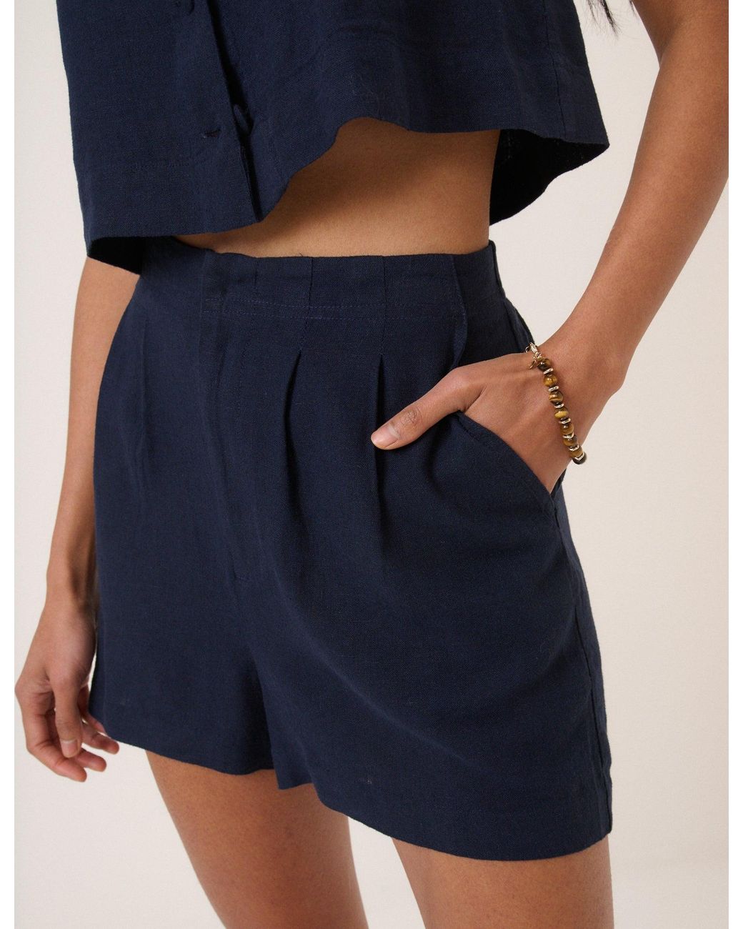 Nobody's Child Blue Linen-Rich Shorts