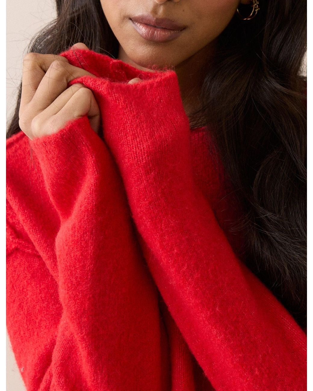 Nobody's Child Red Slash Neck Knitted Jumper