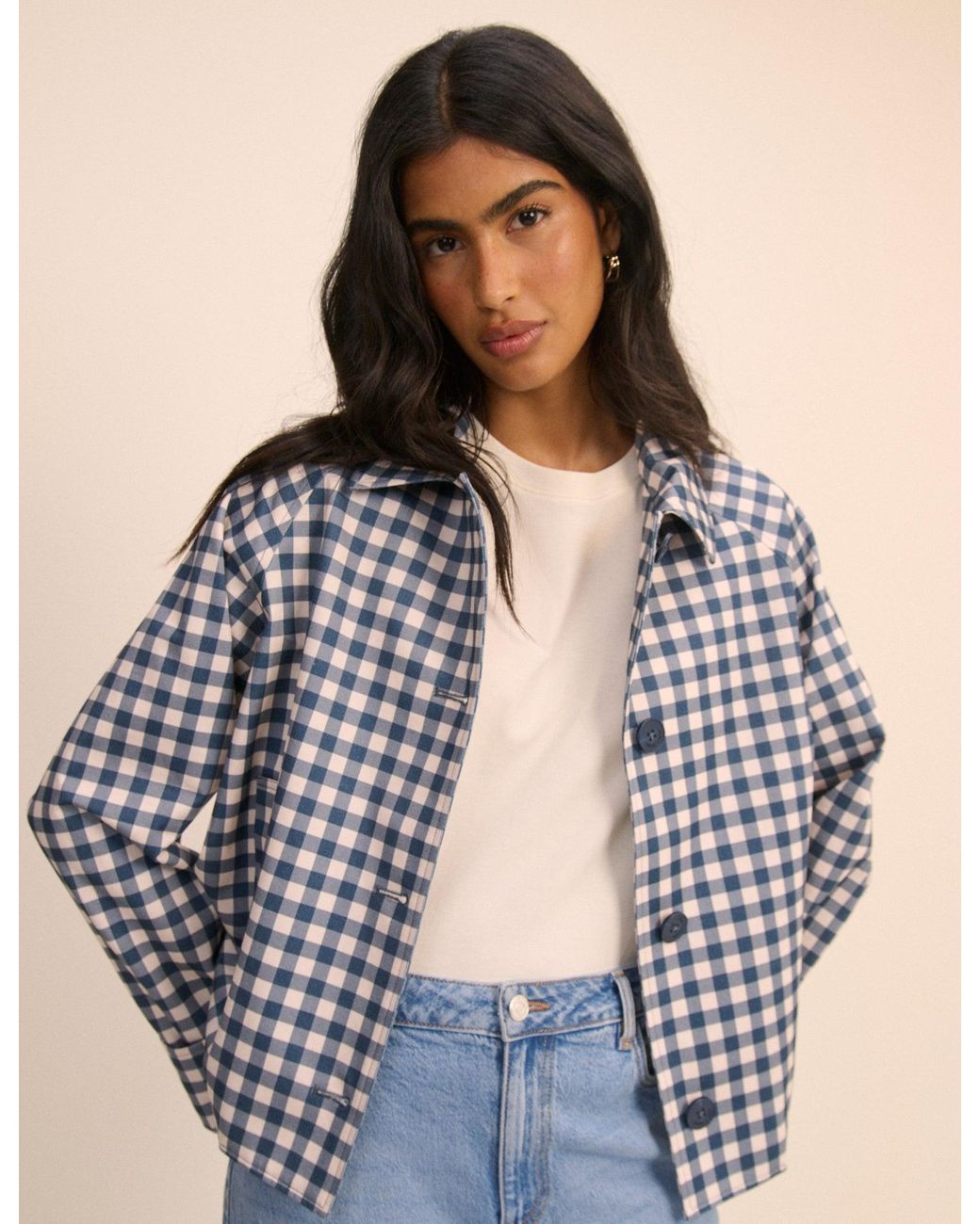 Nobody's Child Blue Gingham Oyanti Swing Jacket