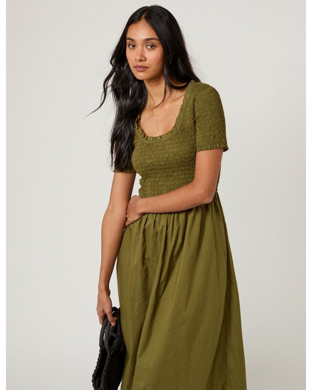 Nobody's Child Green Ruched Zita Midi Dress