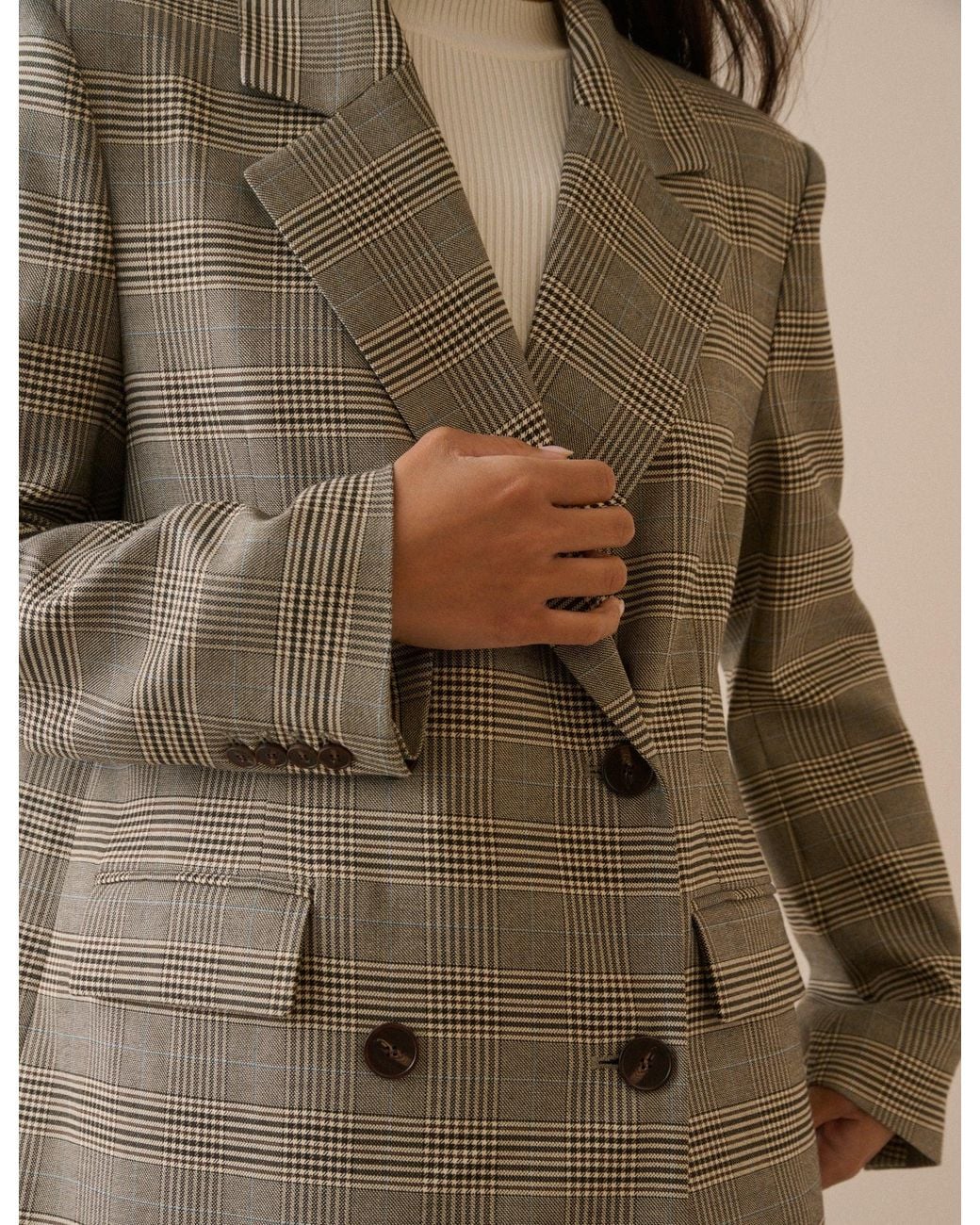 Nobody's Child Natural Check Longline Tailored Duster Coat