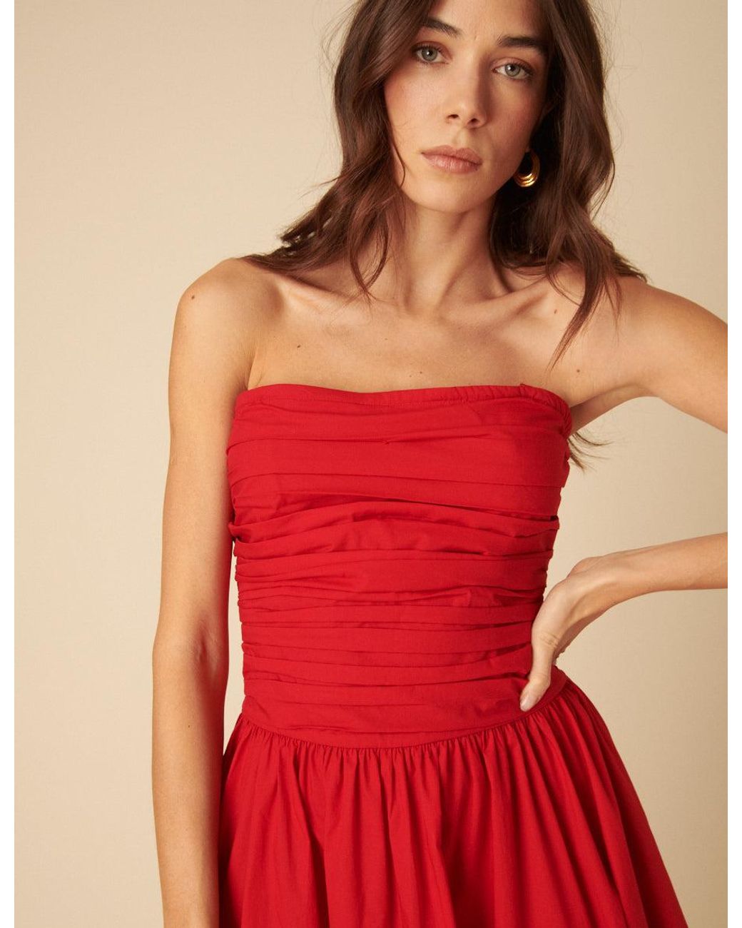 Nobody's Child Red Bandeau Felicity Midi Dress