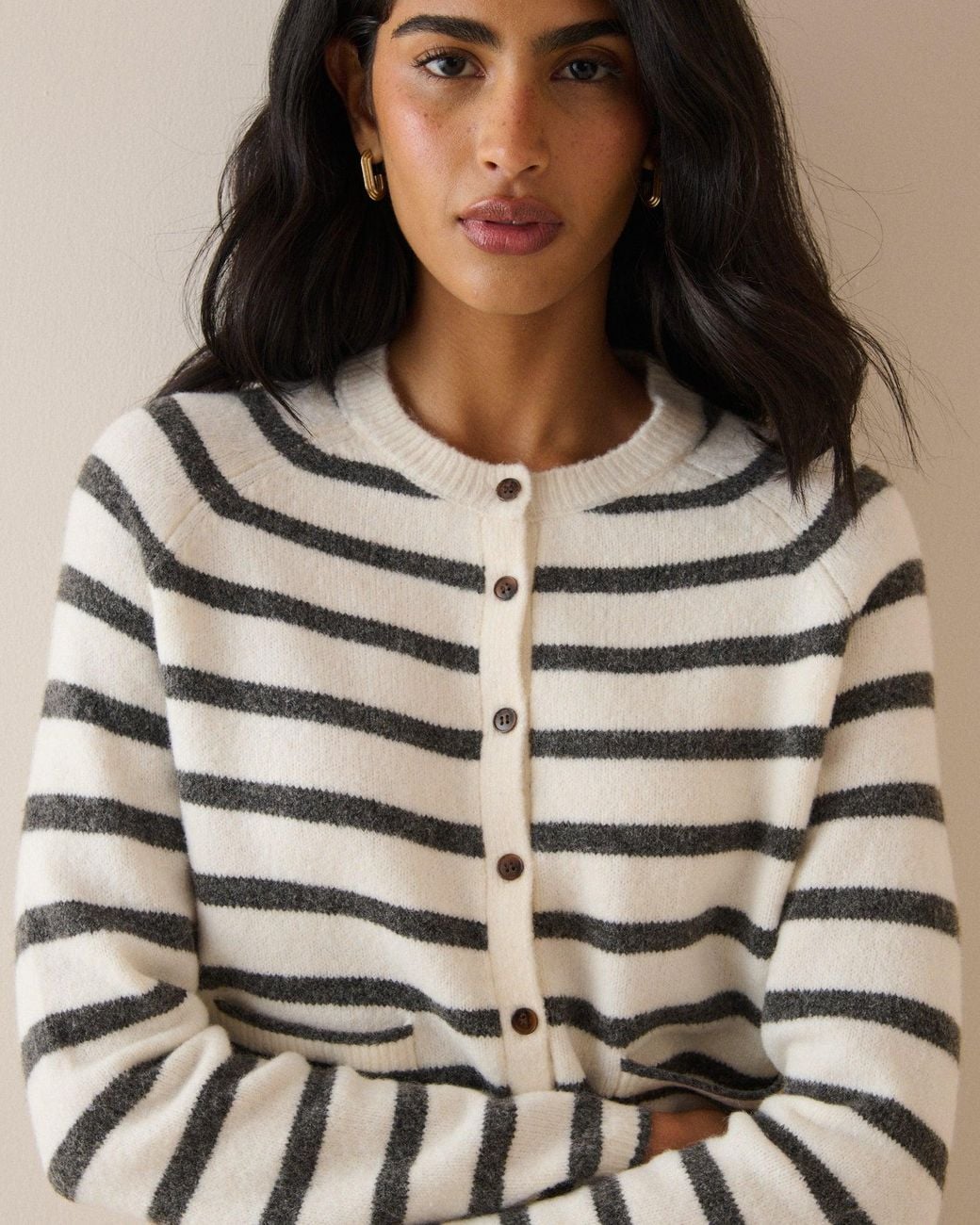 Nobody's Child Brown And Patch Pocket Cardigan