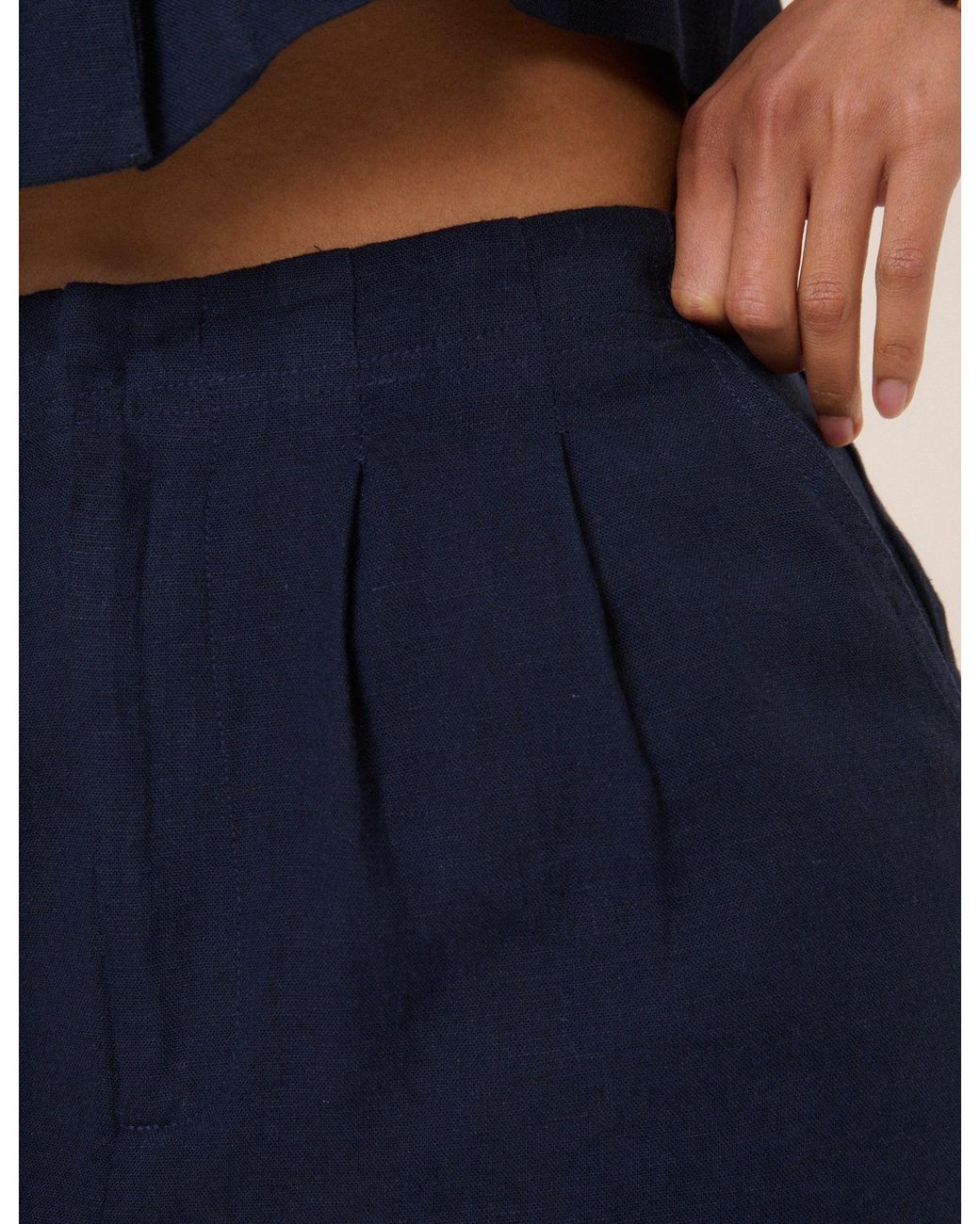 Nobody's Child Blue Linen-Rich Shorts