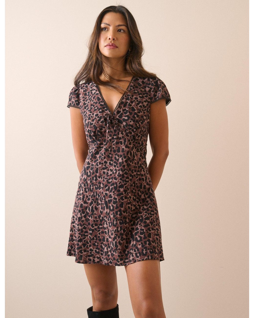 Nobody's Child Brown Leopard Print Rosa Mini Dress