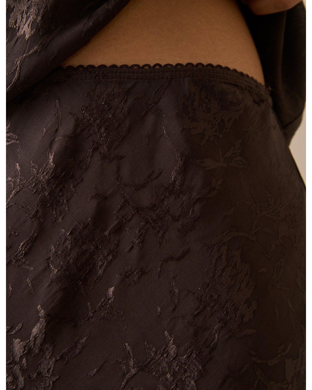 Nobody's Child Natural Jacquard Floral Satin Leila Slip Skirt