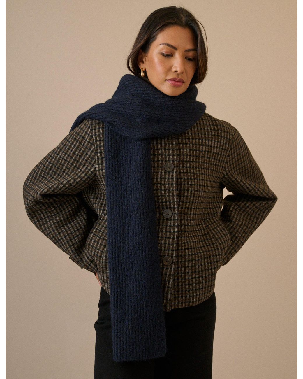 Nobody's Child Black Ribbed Knit Scarf